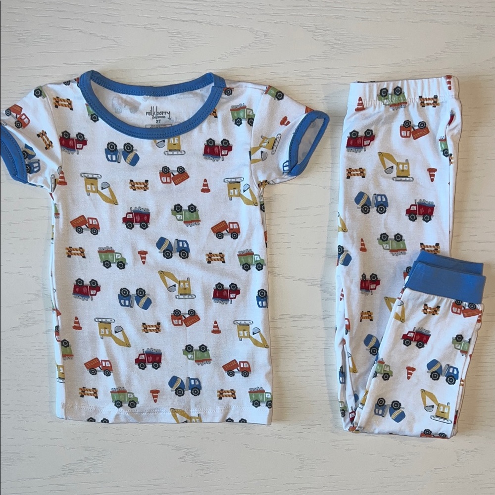 Milkberry Toddler Boy Construction Time Short Sleeve Pajama Set 2T 3T 4T
